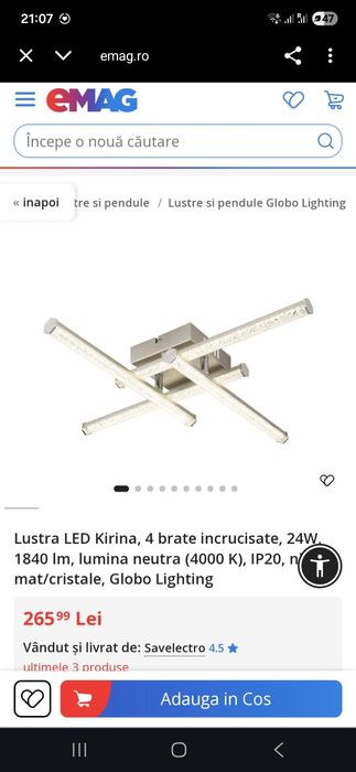 Lustra led 4 brate globo