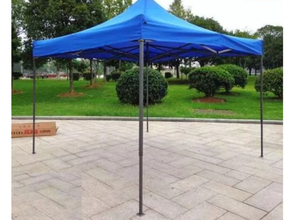 Cort Pavilion 3x3m Albastru Pliabil Cadru Metal
