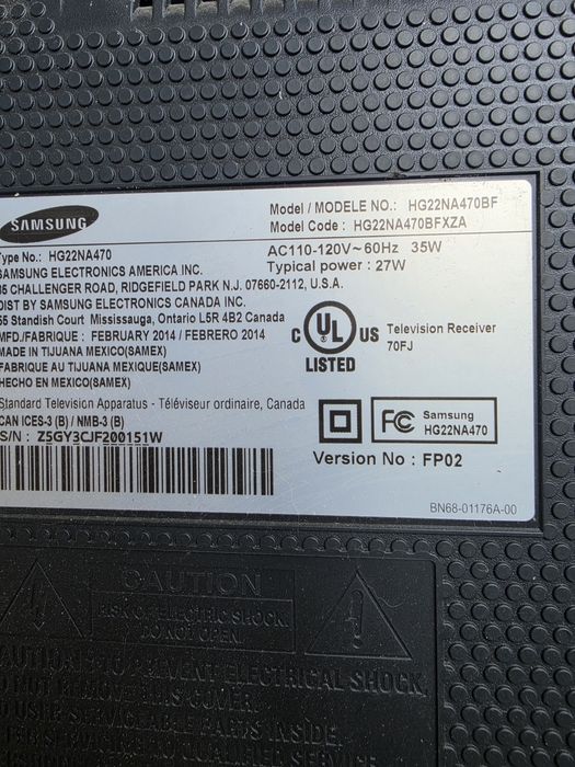 TV Samsung 22" Full HD Hotel TV – HG22NA470BF – 110V