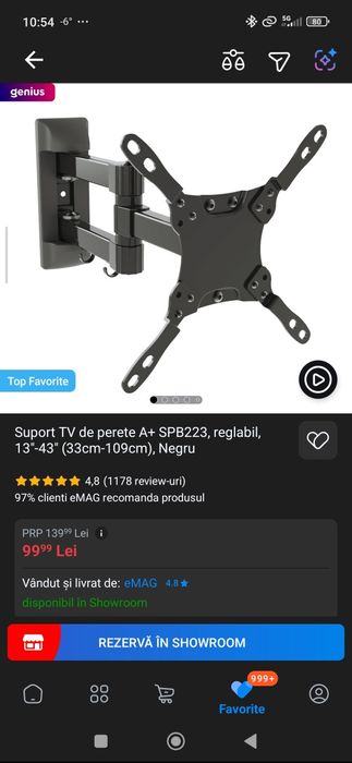 Suport TV nou  perete A+ SPB223 mobil  reglabil 40 41 42 43 inchi 109