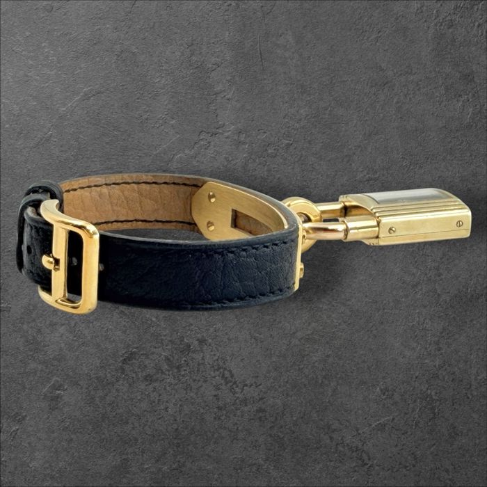 Hermès Kelly Lock Black & Gold (1990s) Дамски часовник 2в1
