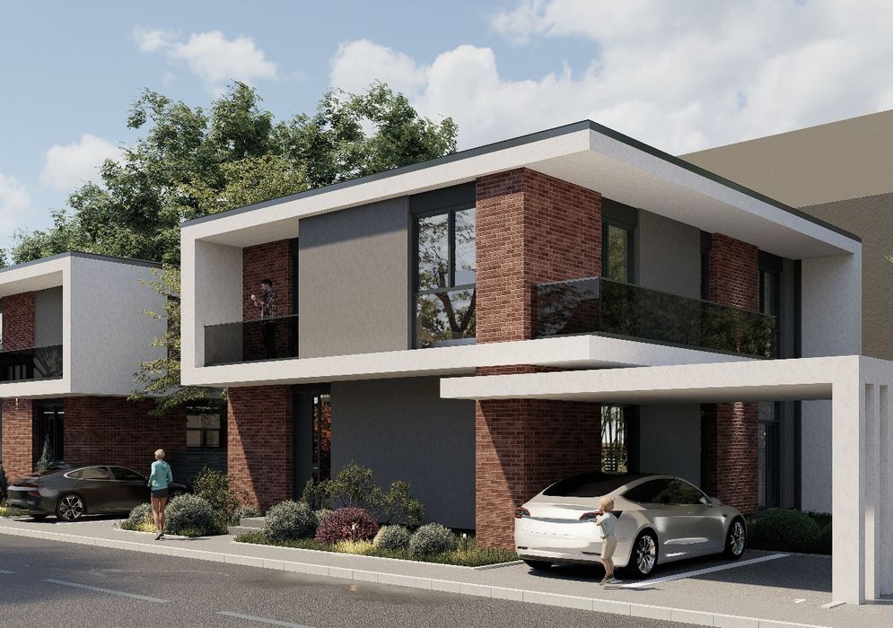 Case cuplate + Casa Individuala P+E NZEB Panouri Fotovoltaice + stații încărcare Auto Finisaje Premium !