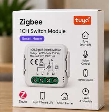 Умное Zigbee-реле 1 канал / 10A / 100–240V / модуль для света