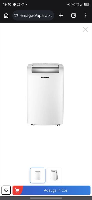 Aparat de aer conditionat portabil Heinner 11600 BTU, Clasa A/A+, Functie incalzire, display led, timer, dezumidificare,  HPAC-12WH