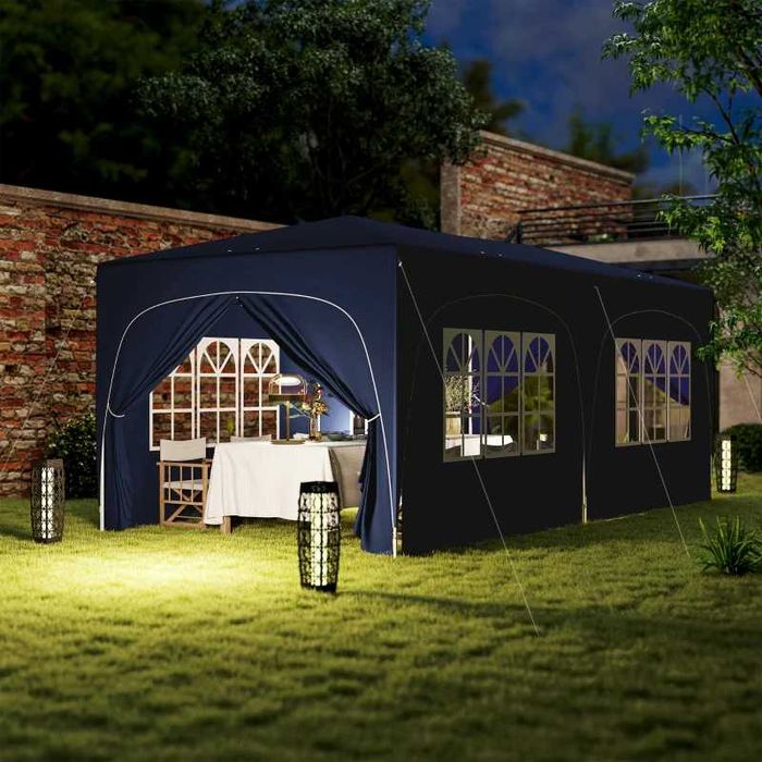Сгъваем беседка Outsunny 3 x 6 м със странични стени, UPF50+