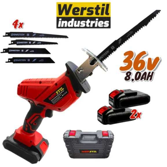 Акумулаторен Мини Саблен Трион 36V 8,0AH WERSTIL за Месо, Метал, Дърво