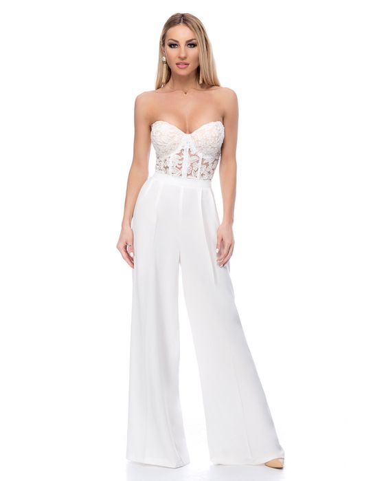 Salopeta corset dantela si pantaloni evazati BBY