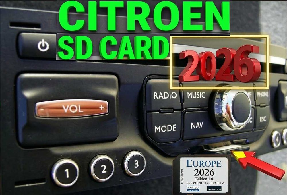 Карти 2026 SD карта Citroen RNEG MyWay C3 C4 C5 Picasso Jumpy Berlingo