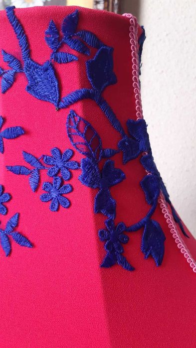 Veioza vintage in stil boho cu abajur roz