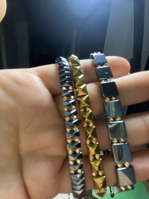 Bratari cu pietre naturale hematit ai bilute din aur 14 k