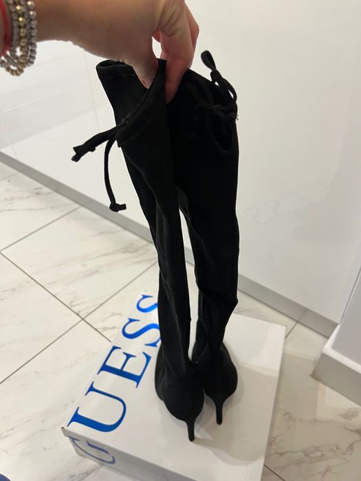 Guess Cizme damă peste genunchi din piele întoarsă