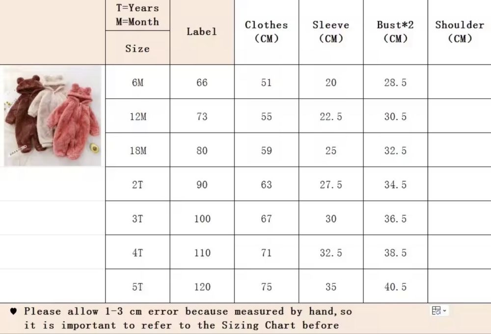 Combinezon hainuta ursulet copii 3-6 luni marimea 66 cm sigilat