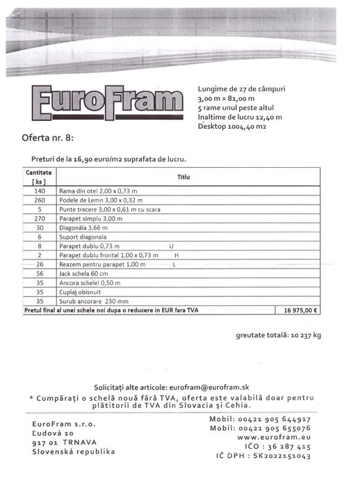 Schela profesională cu o lățime de 75 cm - 0,75 m
