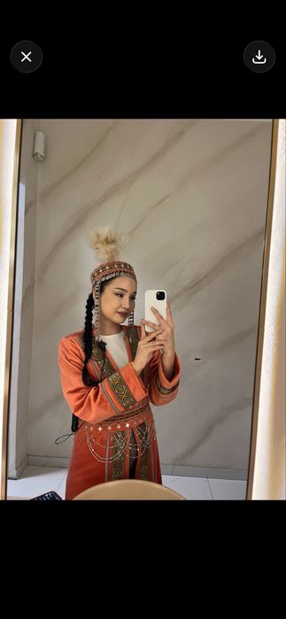 Қазақ этно шапан сәукелемен