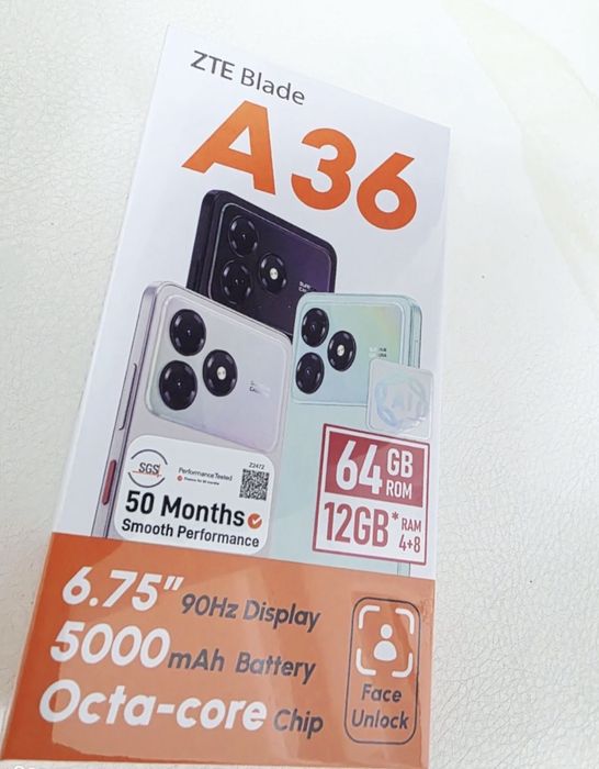 Смартфон A36 ZTE 64GB Новый телефон