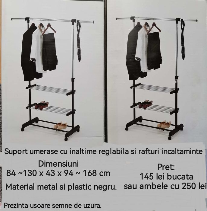 Suport extensibil stenter pliabil cabina proba umerase haine esarfe