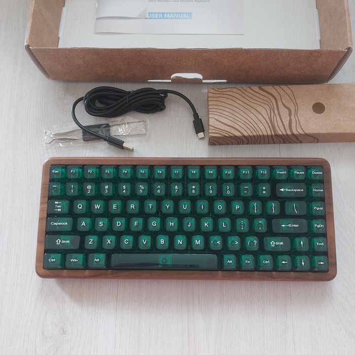 Премиум Механична Клавиатура Womier WD75 V2 (Естествен Орех, VIA, 8000mAh)