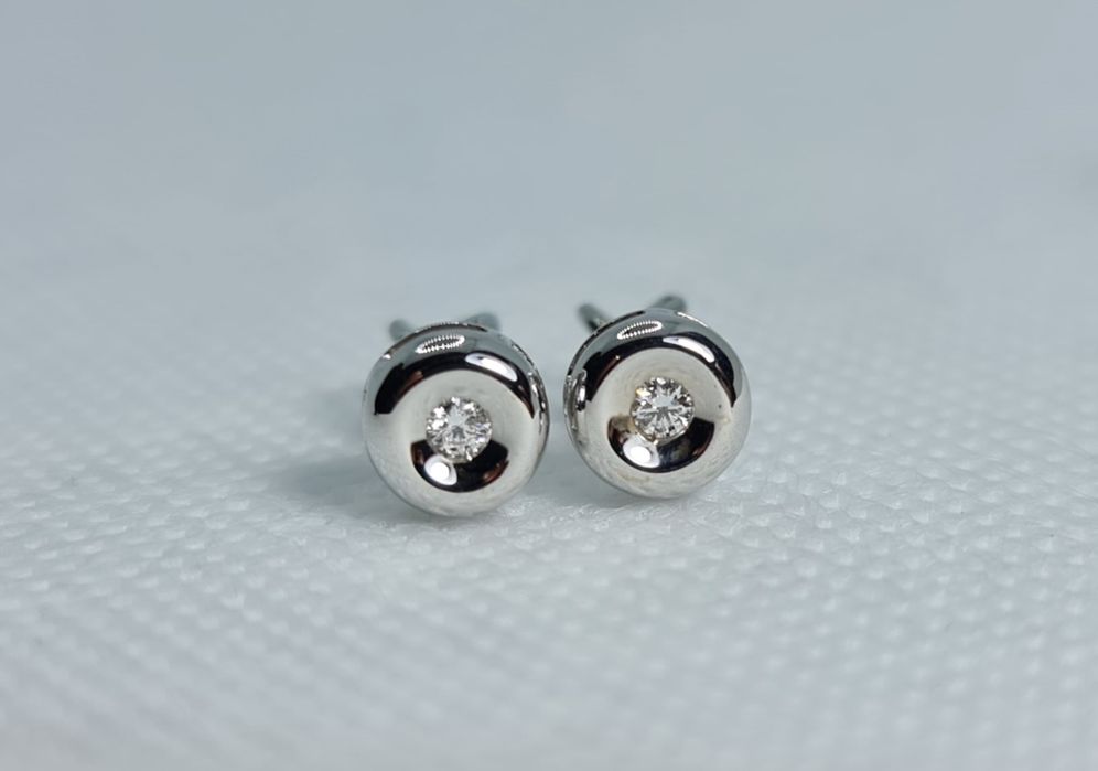 Cercei handmade aur alb 14k cu diamante naturale