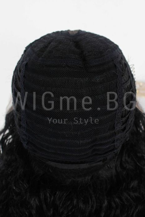Дълга черна къдрава лейс фронт перука Камелия