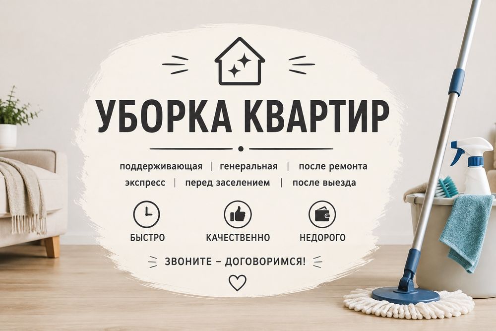 Уборка ,клининг квартир недорого