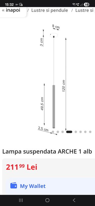 Lustră suspendată ARCHE 1 negru