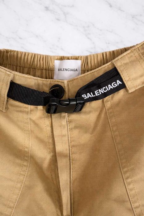 дамски карго cargo  панталон баленсиага бежов горчица с джобове и черен колан дъдлъг панталон camel balenciaga