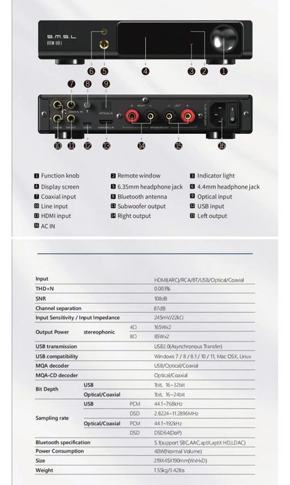 SMSL RAW-HA1 2.1 Усилитель мощности