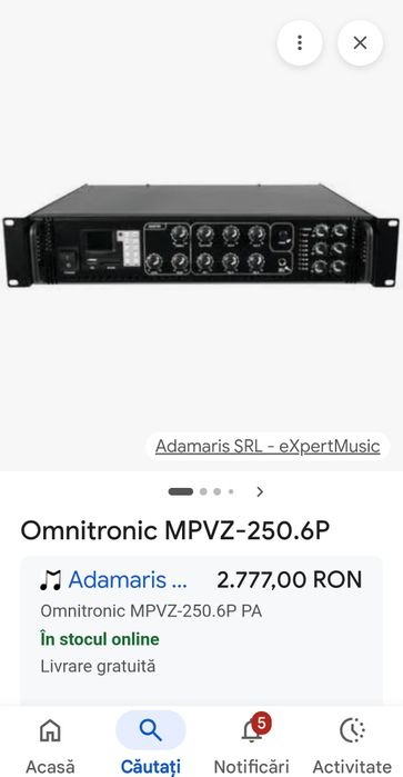 Omnitronic MPVZ 250P - public adress radioficare statie amplificator
