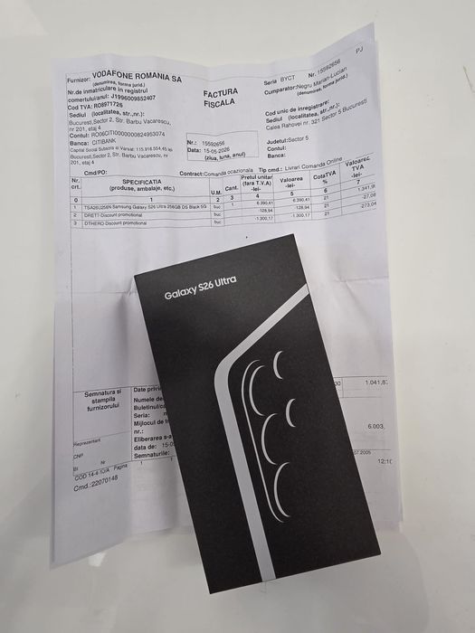 Samsung s26 Ultra 5G Black 256Gb NOU Sigilat Factura 2 ANI GARANTIE