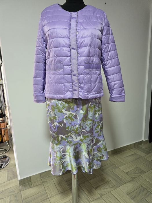 Rochie lila, model parte peste parte, cordon propriu în talie