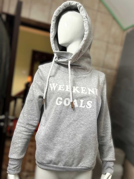 Hoodie, hanorac cu mânecă lungă, de culoare gri deschis, unisex