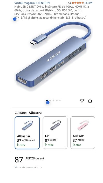 Hub USB-C LENTION – HDMI 4K 60Hz, PD 100W, Card Reader, USB 3.0