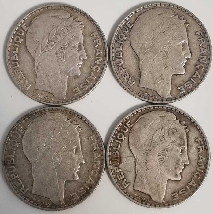 Lot 4 monede Franta 4 x 10 franci 1931 - 1933 argint