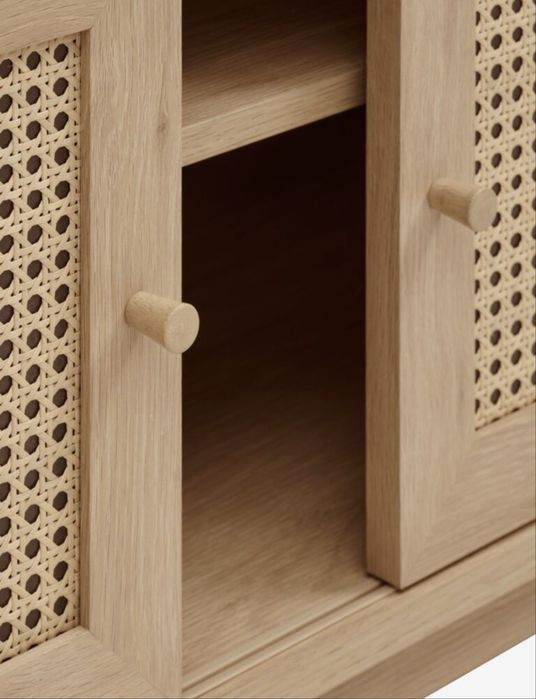 Comoda TV stejar cu ratan