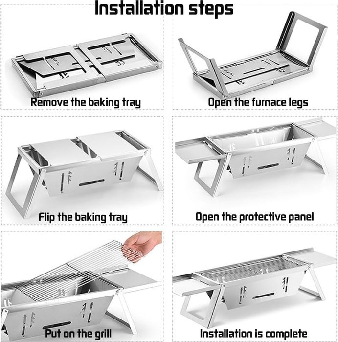 Преносимо сгъваемо барбекю от неръждаема стомана + Подарък ръкавици и