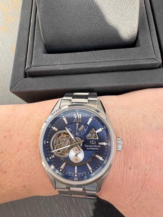 Японские часы Orient Star полускелетон. SDK05002D0