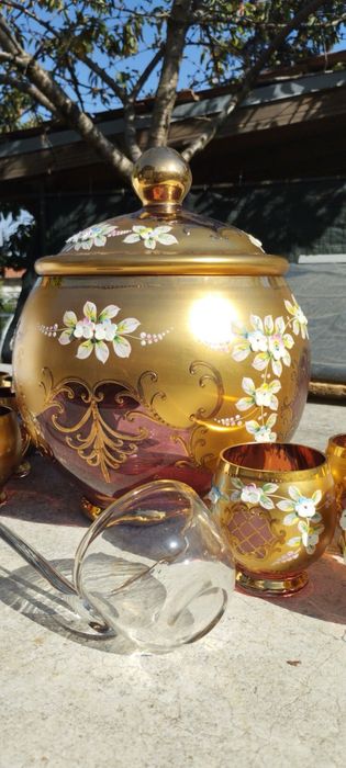 Чехословашки пунш от 24К злато (Czechoslovakian Bohemia Ruby Glass)