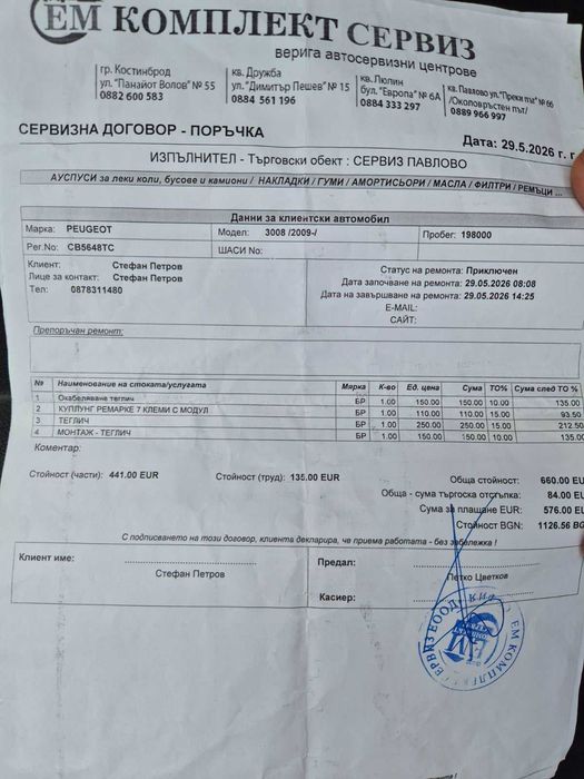 Продавам теглич за Пежо 3008