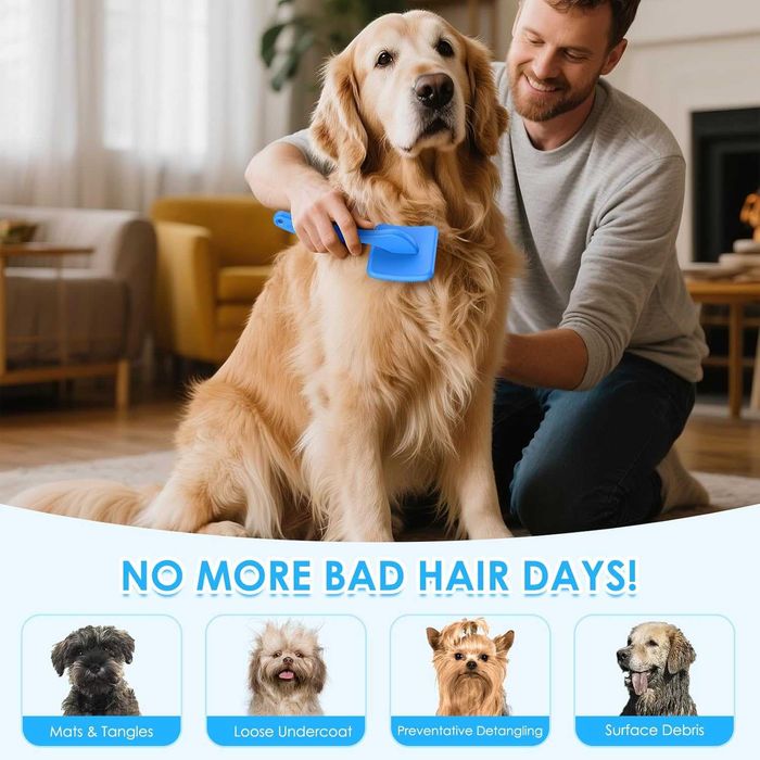 YOYUPETA Комплект четка и гребен за кучета/котки, дълга и гъста козина