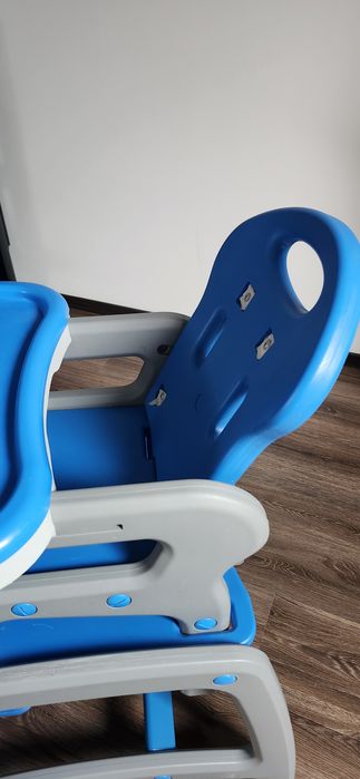 Scaun de masa multifunctional 2 in 1 Kidscare - Albastru/Gri