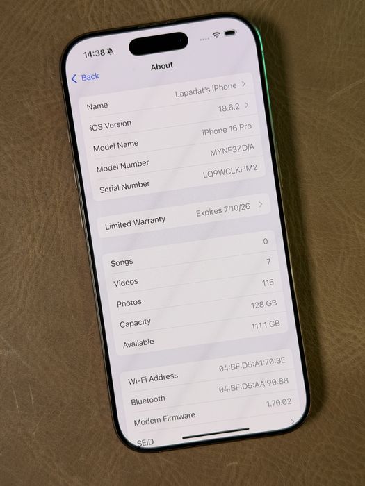 Iphone 16 Pro. Garantie. Sanatate baterie 97%.