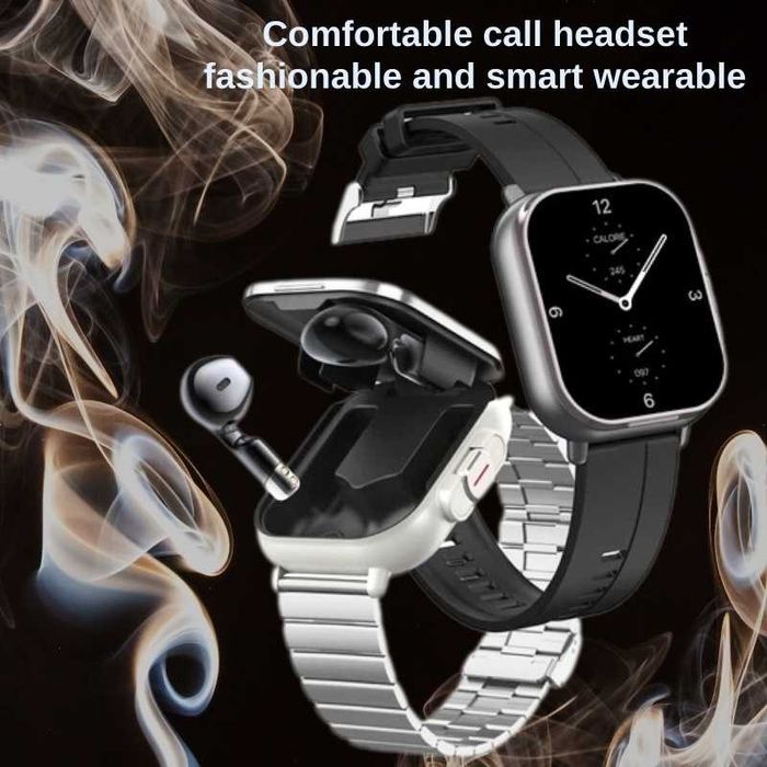 Ceas inteligent 2.01 inch, Casca Bluetooth, Tracker GPS, Monitorizare Ritm Cardiac, Monitorizare Sanatate, Casti, Player Muzical, Ceas Fashion