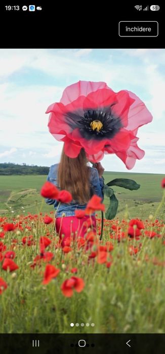 Floare gigant, mac gigant roșu handmade
