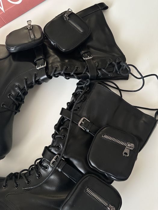 Черни дамски кожени боти тип Prada 38
