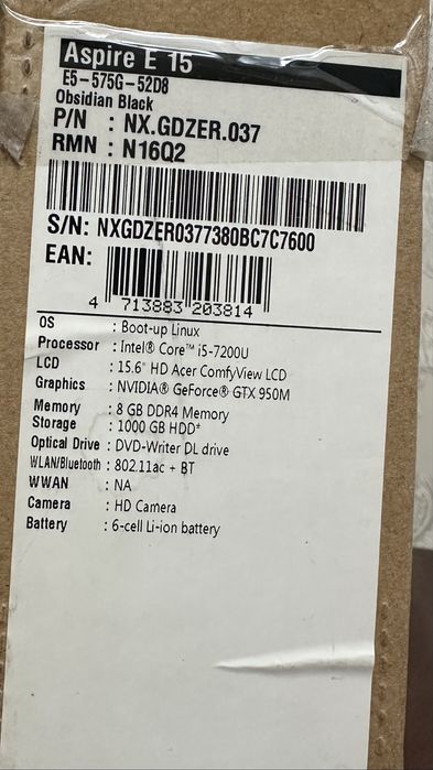 Ноутбук Acer Aspire E15