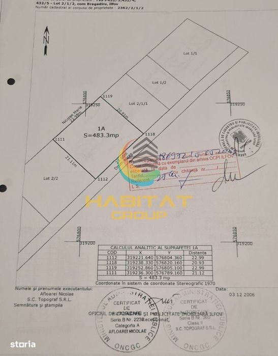 Teren 483 mp, deschidere 23 m, utilități la limită – Șos. Clinceni, Br