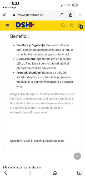 Filtru de apa cu purificator