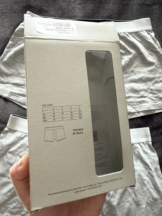 Trussardi set 2 boxeri gri cu banda elastica alba marimea L noi