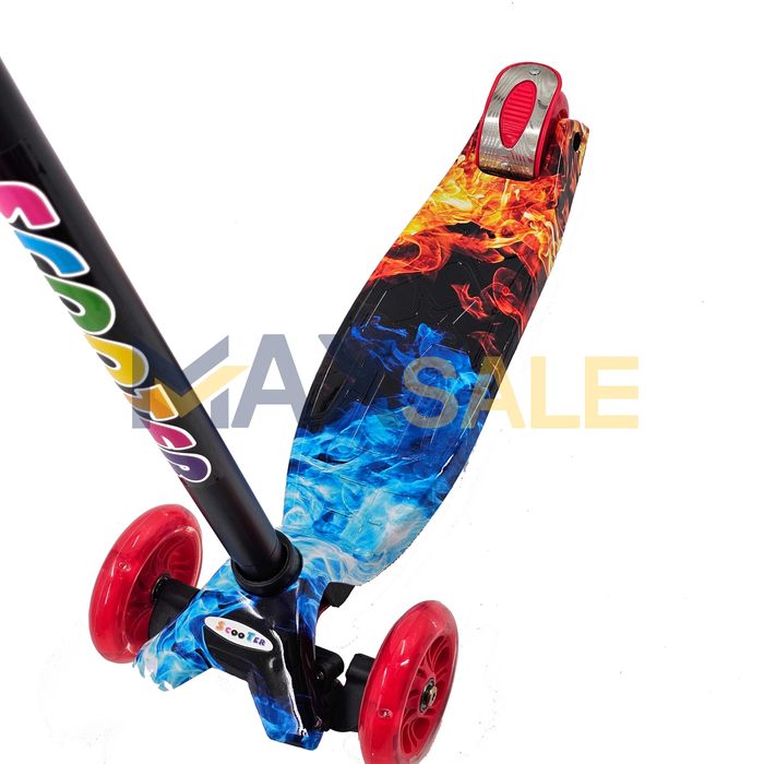 Детска тротинетка 3 светещи колела огън и вода скутер колело триколка