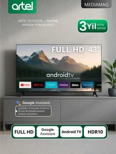 ТВ ARTEL 43NHCH001 SMART TV Безрамочный по Низкой цене+Доставка!